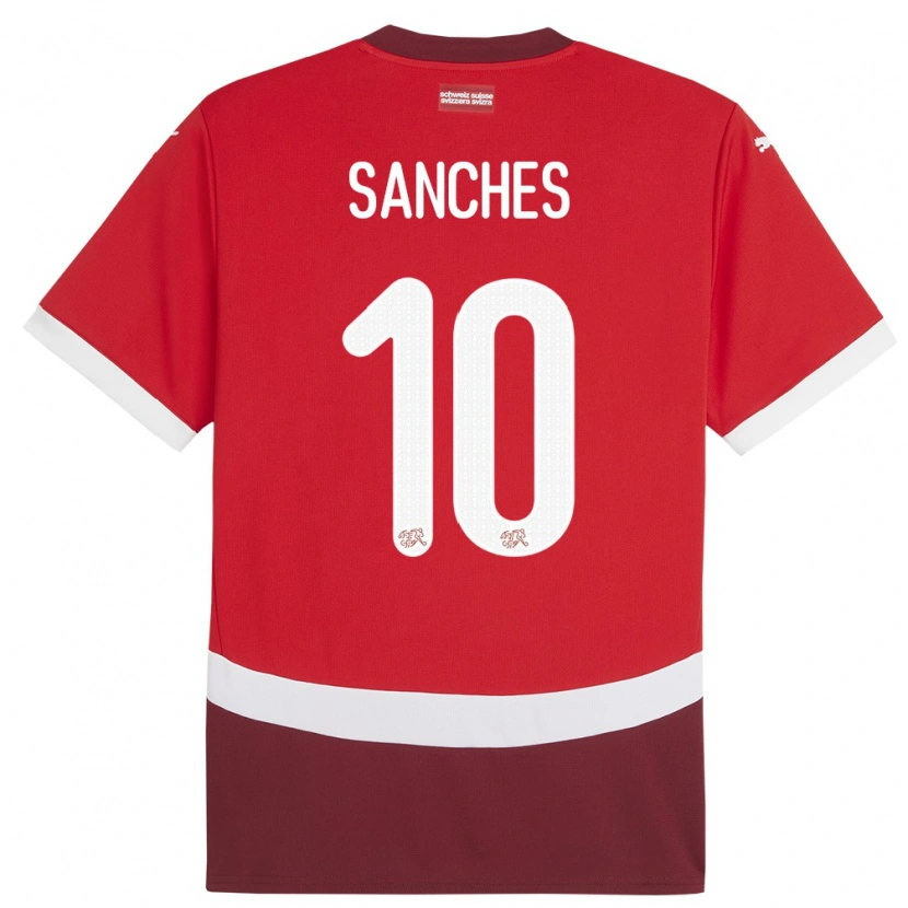 Danxen Herren Schweiz Alvyn Sanches #10 Rot Heimtrikot Trikot 24-26 T-Shirt Schweiz