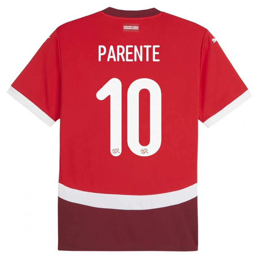 Danxen Herren Schweiz Jason Parente #10 Rot Heimtrikot Trikot 24-26 T-Shirt Schweiz