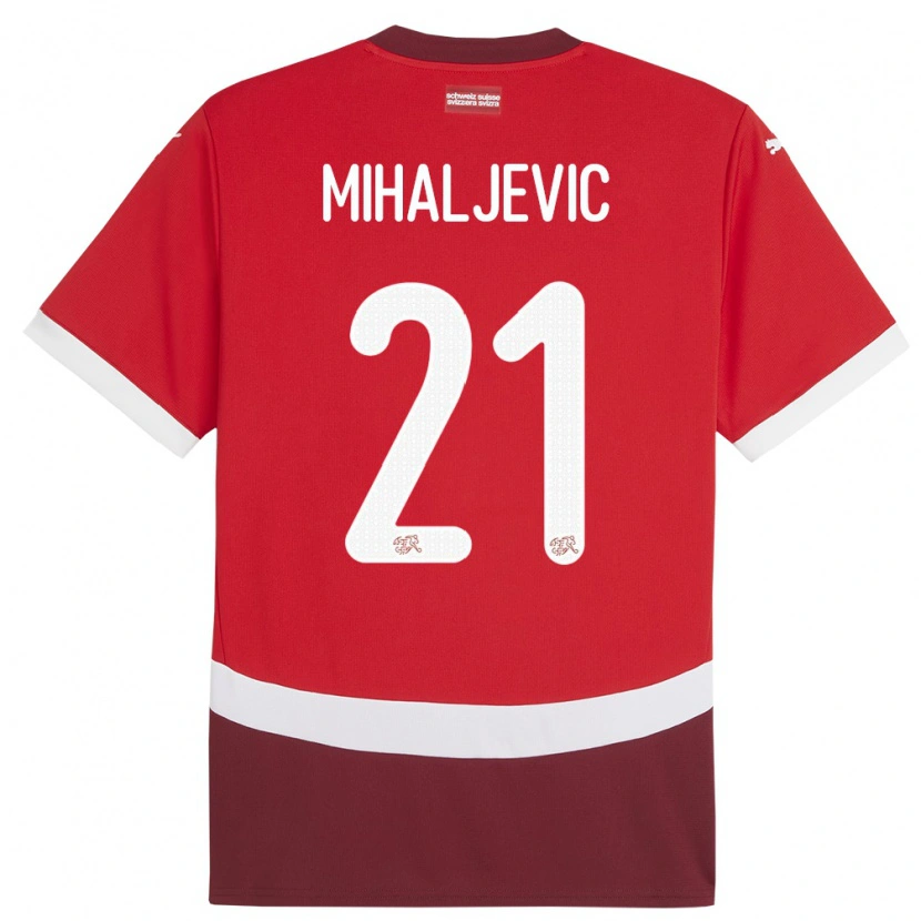 Danxen Herren Schweiz Mark Mihaljevic #21 Rot Heimtrikot Trikot 24-26 T-Shirt Schweiz