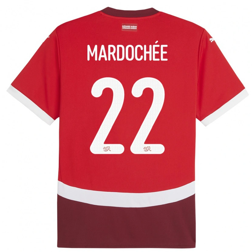 Danxen Herren Schweiz Miguel Mardochée #22 Rot Heimtrikot Trikot 24-26 T-Shirt Schweiz