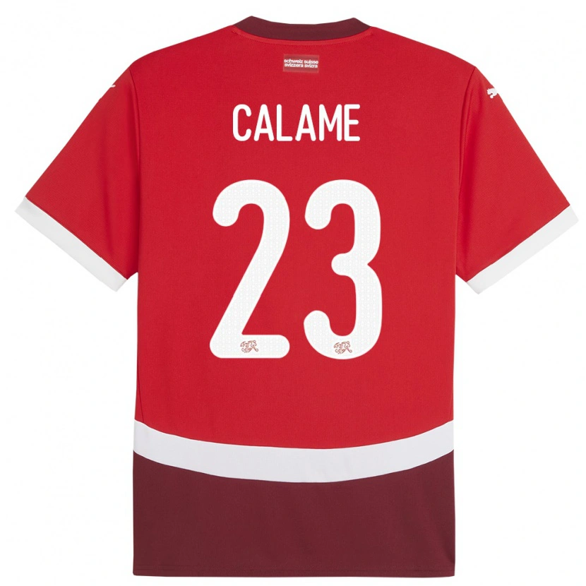 Danxen Herren Schweiz Marouane Calame #23 Rot Heimtrikot Trikot 24-26 T-Shirt Schweiz