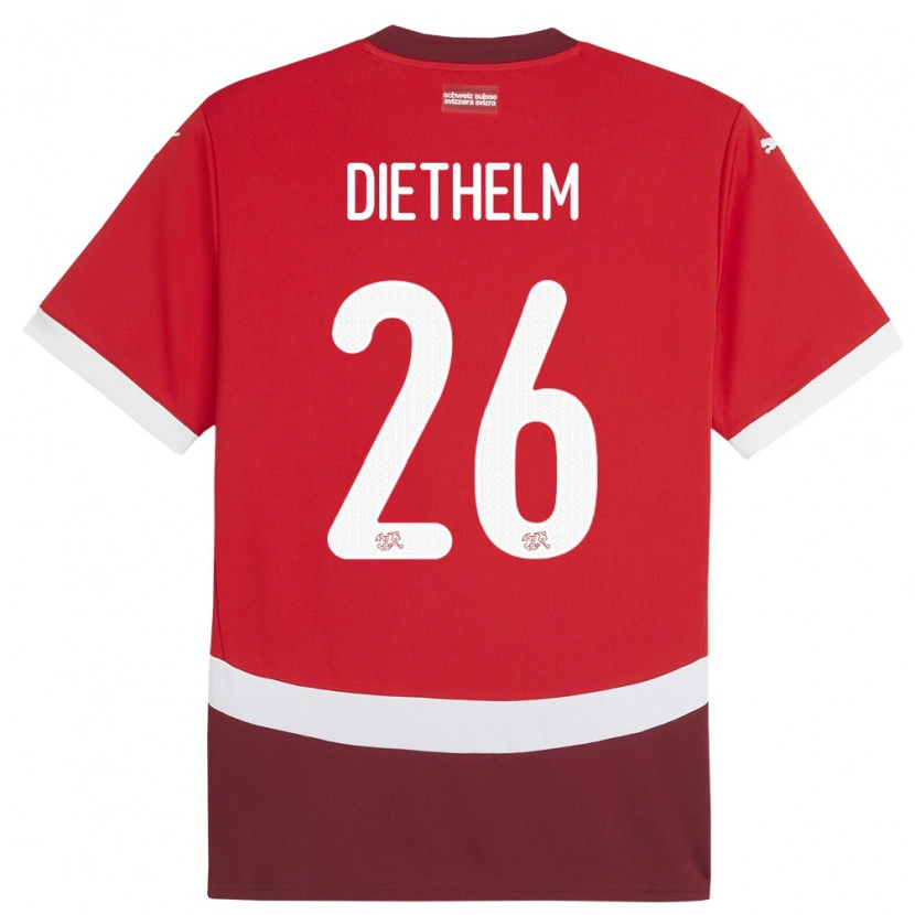 Danxen Herren Schweiz Thierry Diethelm #26 Rot Heimtrikot Trikot 24-26 T-Shirt Schweiz