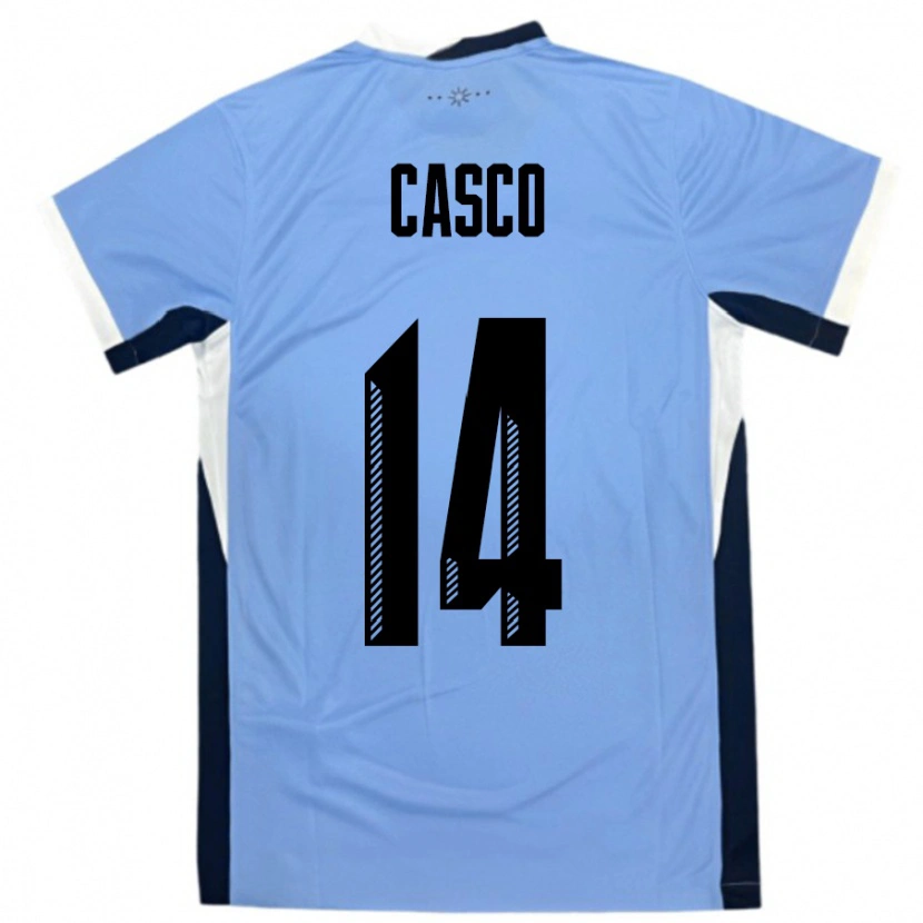 Danxen Herren Uruguay Maximiliano Casco #14 Weiß Schwarz Heimtrikot Trikot 24-26 T-Shirt Schweiz