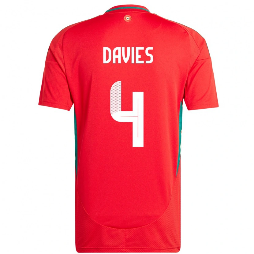Danxen Herren Wales Ben Davies #4 Rot Heimtrikot Trikot 24-26 T-Shirt Schweiz