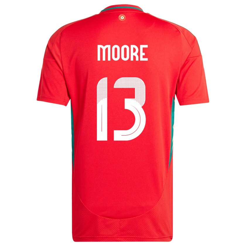 Danxen Herren Wales Kieffer Moore #13 Rot Heimtrikot Trikot 24-26 T-Shirt Schweiz