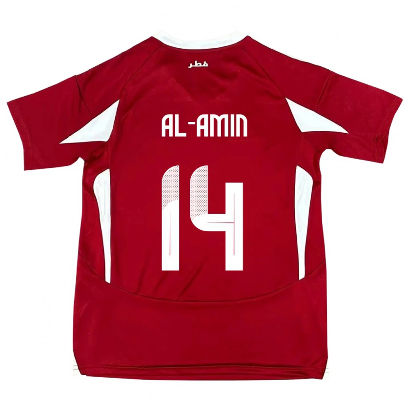 Danxen Herren Katar Homam Al-Amin #14 Rot Heimtrikot Trikot 24-26 T-Shirt Schweiz