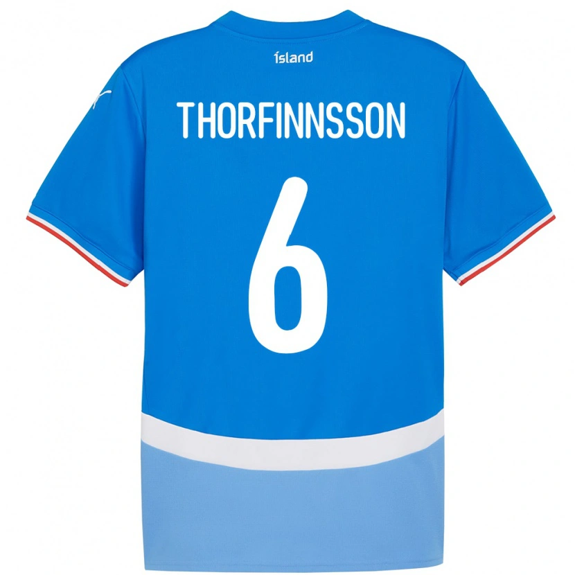 Danxen Herren Island Mikael Máni Thorfinnsson #6 Blau Heimtrikot Trikot 24-26 T-Shirt Schweiz