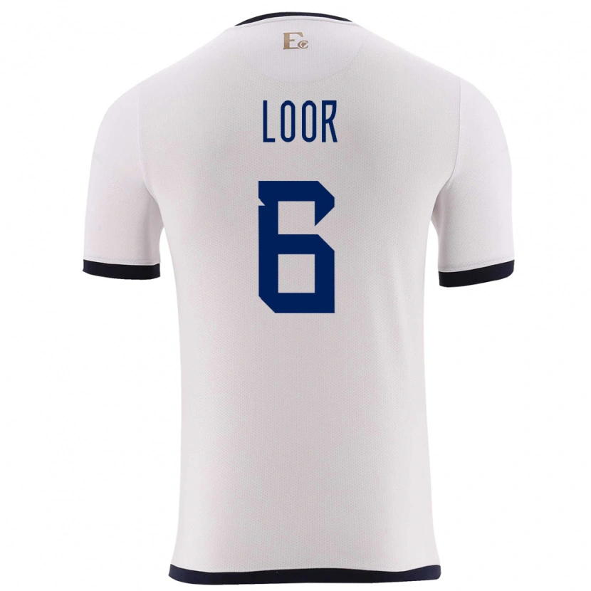 Danxen Herren Ecuador Layan Loor #6 Weiß Auswärtstrikot Trikot 24-26 T-Shirt Schweiz
