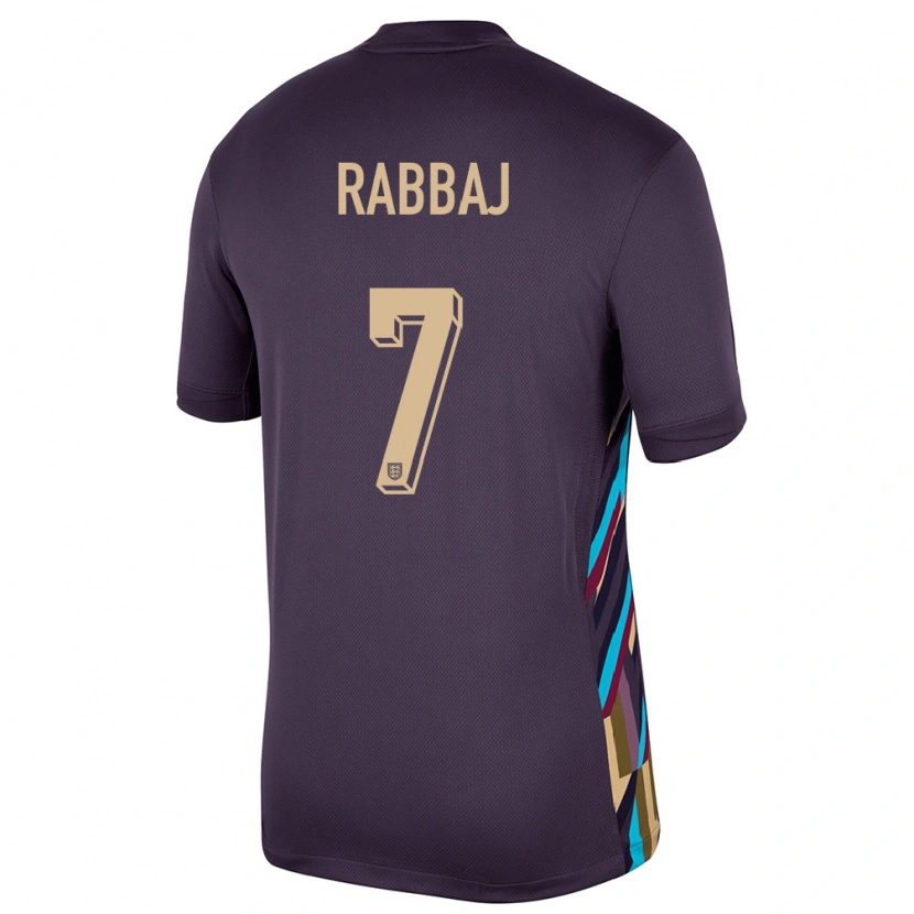 Danxen Herren England Ibrahim Rabbaj #7 Dunkle Rosine Auswärtstrikot Trikot 24-26 T-Shirt Schweiz