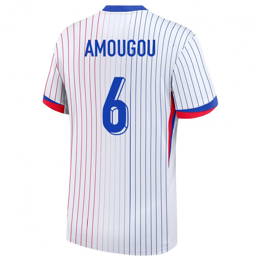 Danxen Herren Frankreich Mathis Amougou #6 Weiß Auswärtstrikot Trikot 24-26 T-Shirt Schweiz