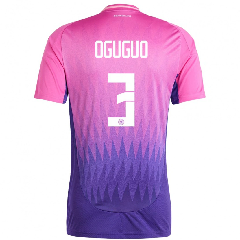 Danxen Herren Deutschland Elijah Oguguo #3 Pink Lila Auswärtstrikot Trikot 24-26 T-Shirt Schweiz