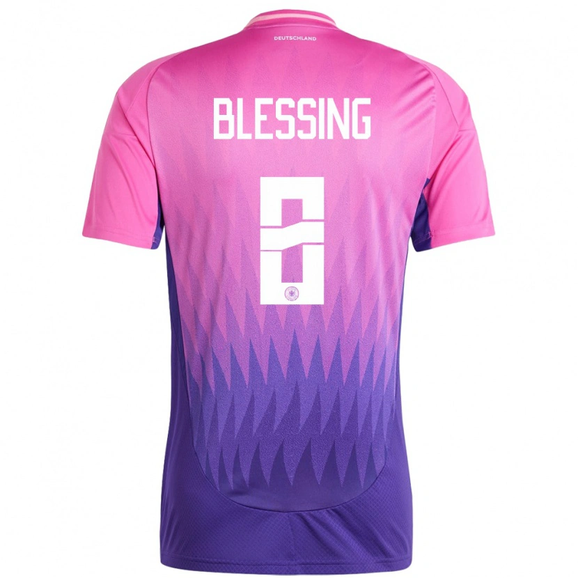 Danxen Herren Deutschland Èlisée Blessing #8 Pink Lila Auswärtstrikot Trikot 24-26 T-Shirt Schweiz