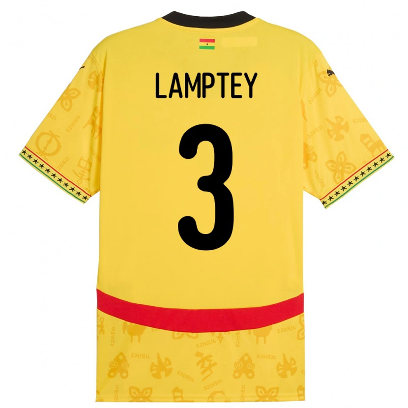Danxen Herren Ghana Tariq Lamptey #3 Gelb Auswärtstrikot Trikot 24-26 T-Shirt Schweiz