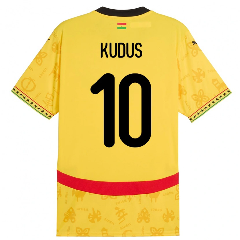 Danxen Herren Ghana Mohammed Kudus #10 Gelb Auswärtstrikot Trikot 24-26 T-Shirt Schweiz