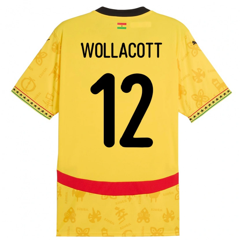 Danxen Herren Ghana Joe Wollacott #12 Gelb Auswärtstrikot Trikot 24-26 T-Shirt Schweiz
