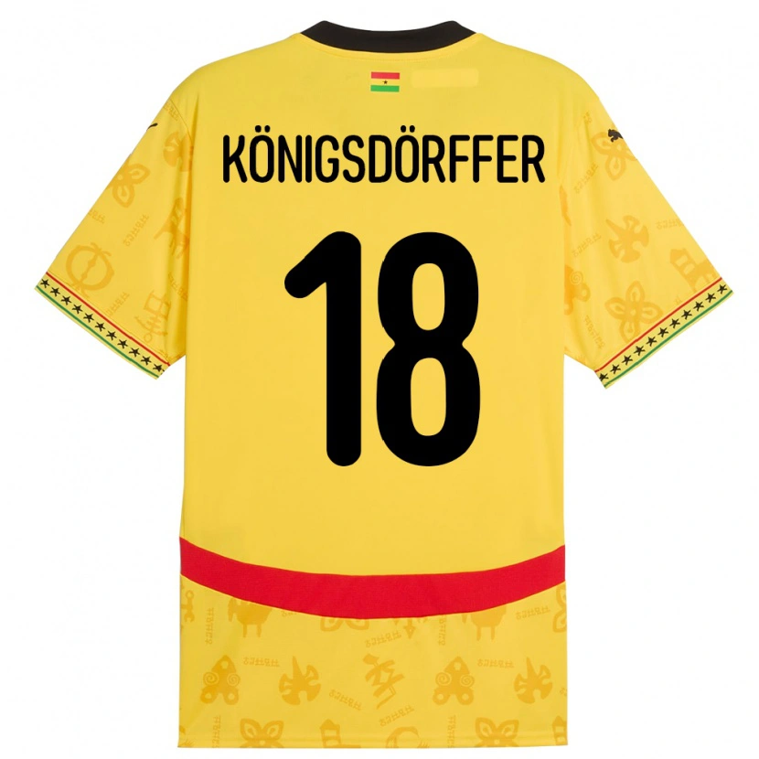 Danxen Herren Ghana Ransford Königsdörffer #18 Gelb Auswärtstrikot Trikot 24-26 T-Shirt Schweiz
