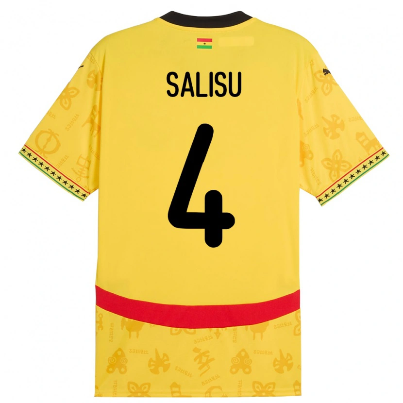 Danxen Herren Ghana Mohammed Salisu #4 Gelb Auswärtstrikot Trikot 24-26 T-Shirt Schweiz