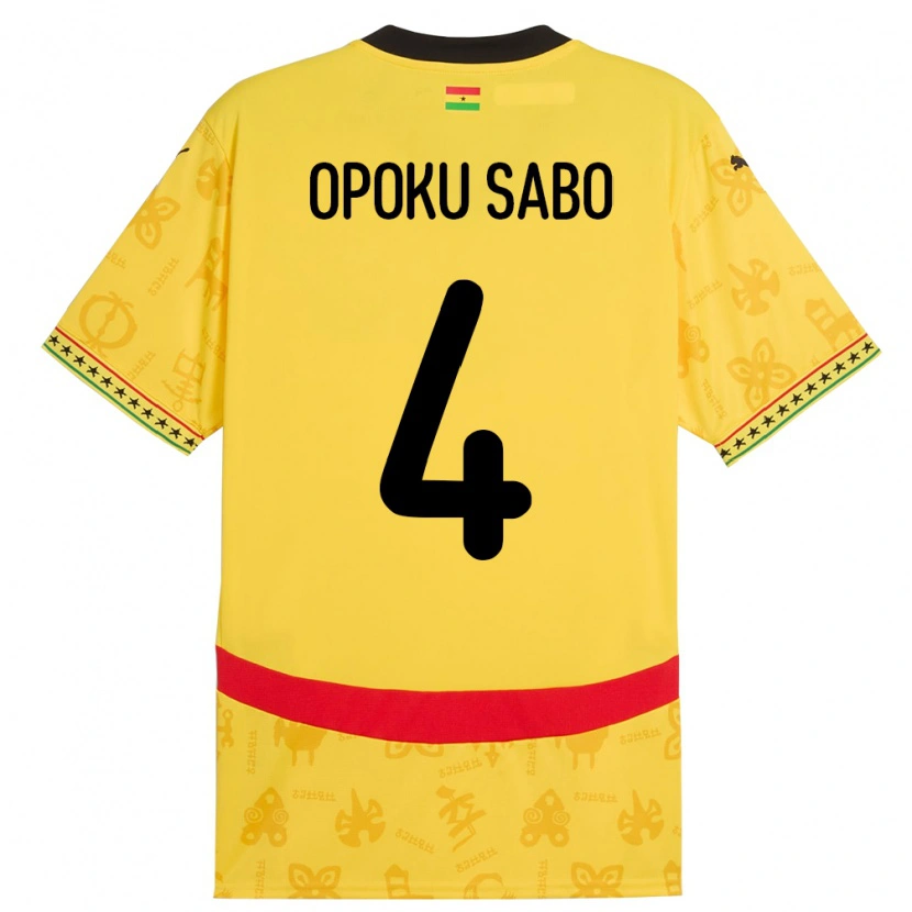 Danxen Herren Ghana Alex Opoku Sabo #4 Gelb Auswärtstrikot Trikot 24-26 T-Shirt Schweiz