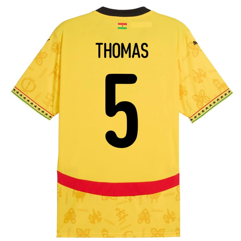 Danxen Herren Ghana Thomas Partey #5 Gelb Auswärtstrikot Trikot 24-26 T-Shirt Schweiz