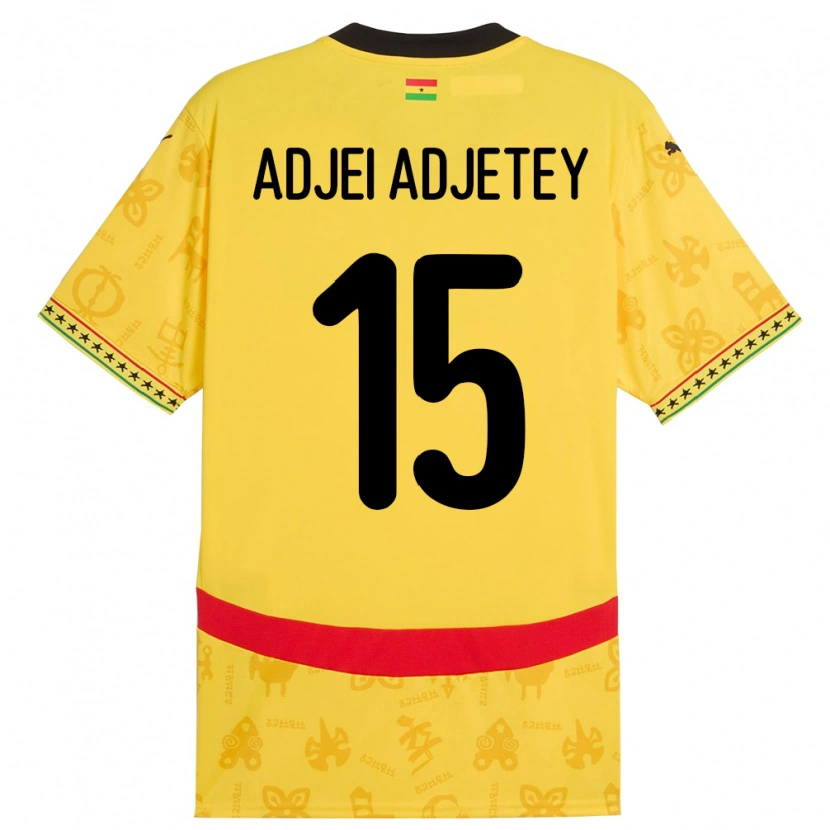 Danxen Herren Ghana Jonas Adjei Adjetey #15 Gelb Auswärtstrikot Trikot 24-26 T-Shirt Schweiz