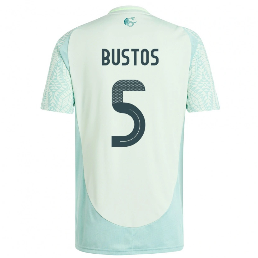 Danxen Herren Mexiko César Bustos #5 Leinengrün Auswärtstrikot Trikot 24-26 T-Shirt Schweiz
