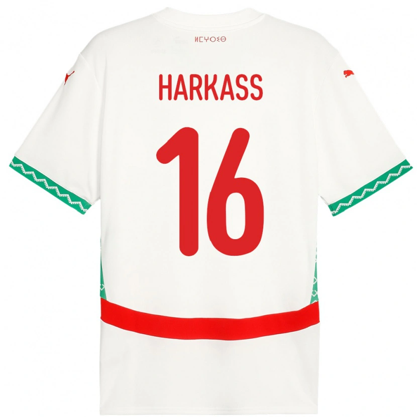 Danxen Herren Marokko Jamal Harkass #16 Weiß Auswärtstrikot Trikot 24-26 T-Shirt Schweiz