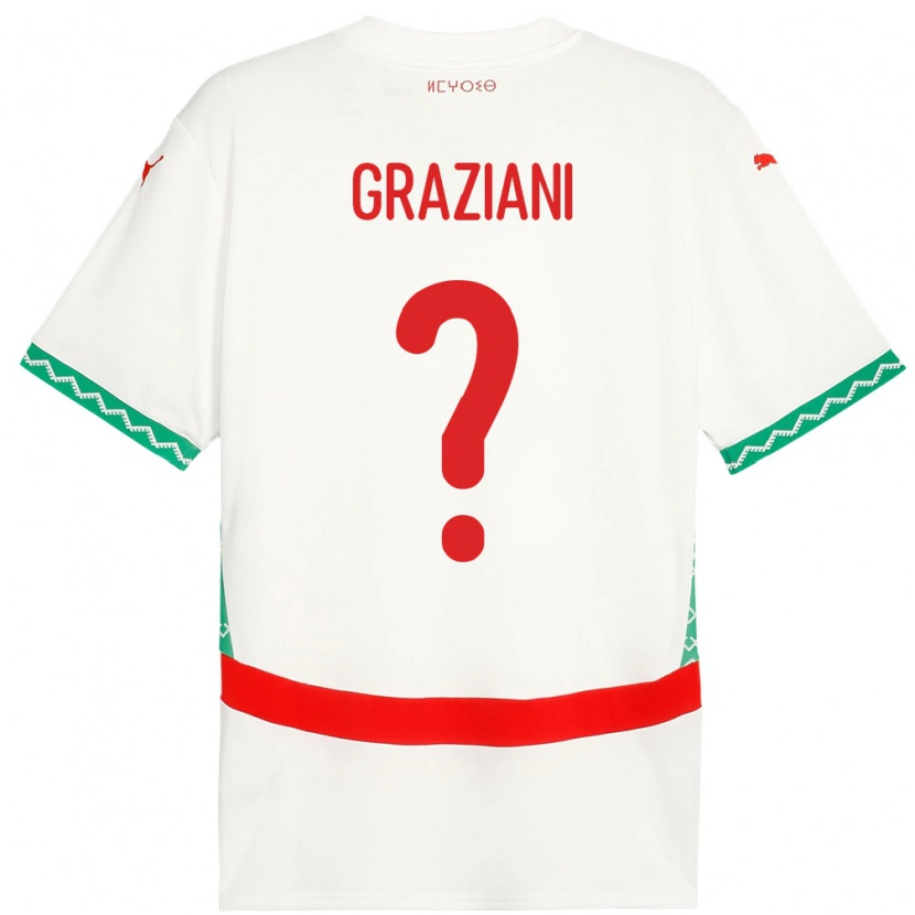 Danxen Herren Marokko Kelyan Graziani #0 Weiß Auswärtstrikot Trikot 24-26 T-Shirt Schweiz