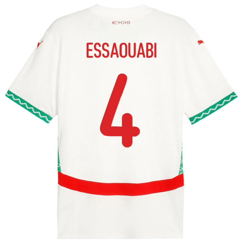 Danxen Herren Marokko Hatim Essaouabi #4 Weiß Auswärtstrikot Trikot 24-26 T-Shirt Schweiz