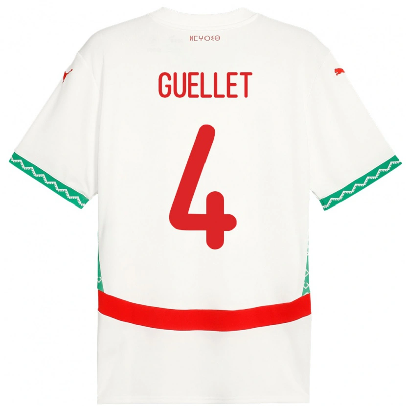 Danxen Herren Marokko Shadi Guellet #4 Weiß Auswärtstrikot Trikot 24-26 T-Shirt Schweiz