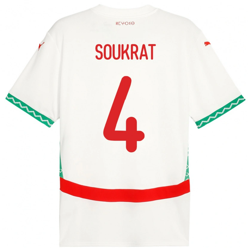 Danxen Herren Marokko Bilal Soukrat #4 Weiß Auswärtstrikot Trikot 24-26 T-Shirt Schweiz