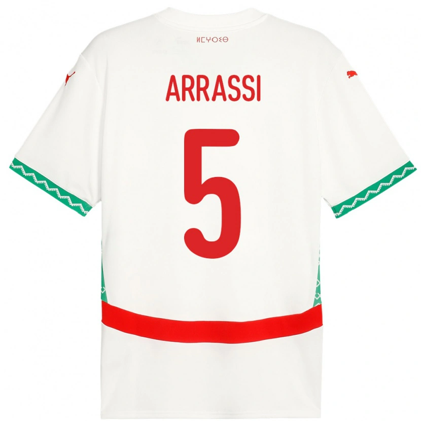Danxen Herren Marokko Bouchaib Arrassi #5 Weiß Auswärtstrikot Trikot 24-26 T-Shirt Schweiz