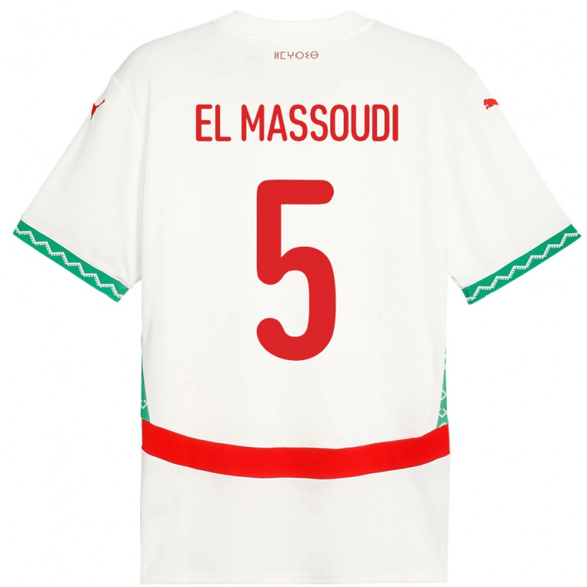 Danxen Herren Marokko Nassim El Massoudi #5 Weiß Auswärtstrikot Trikot 24-26 T-Shirt Schweiz