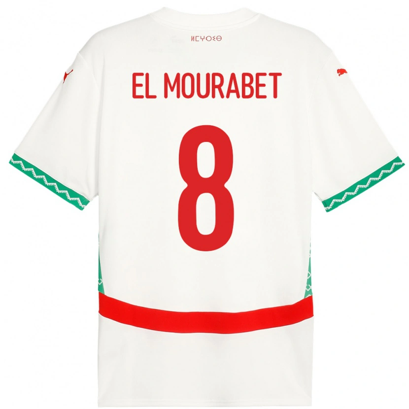 Danxen Herren Marokko Samir El Mourabet #8 Weiß Auswärtstrikot Trikot 24-26 T-Shirt Schweiz