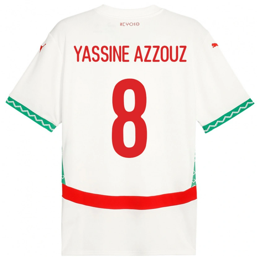 Danxen Herren Marokko Mohamed Yassine Azzouz #8 Weiß Auswärtstrikot Trikot 24-26 T-Shirt Schweiz
