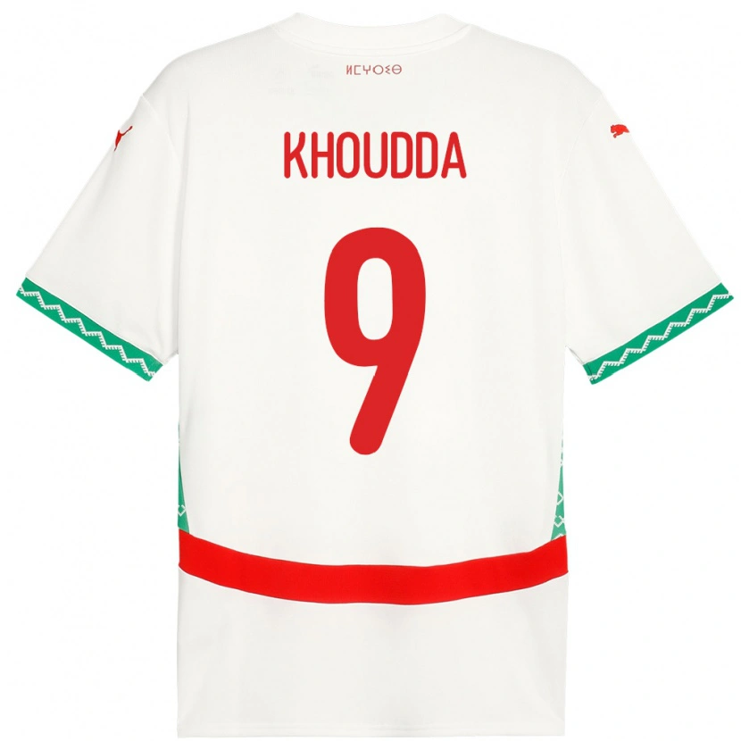 Danxen Herren Marokko Youssef Khoudda #9 Weiß Auswärtstrikot Trikot 24-26 T-Shirt Schweiz