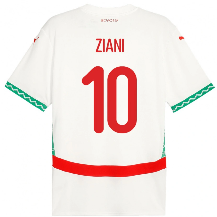 Danxen Herren Marokko Ismael Ziani López #10 Weiß Auswärtstrikot Trikot 24-26 T-Shirt Schweiz