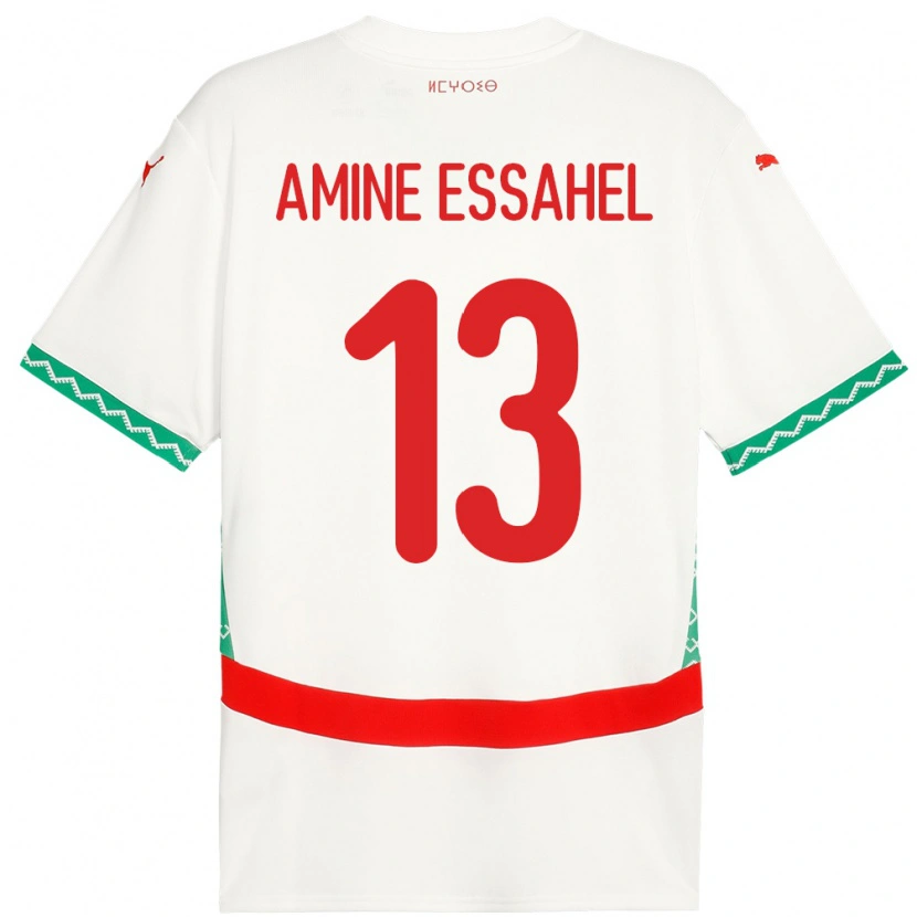 Danxen Herren Marokko Mohamed Amine Essahel #13 Weiß Auswärtstrikot Trikot 24-26 T-Shirt Schweiz