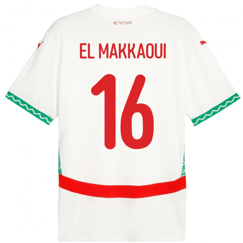 Danxen Herren Marokko Anas El Makkaoui #16 Weiß Auswärtstrikot Trikot 24-26 T-Shirt Schweiz