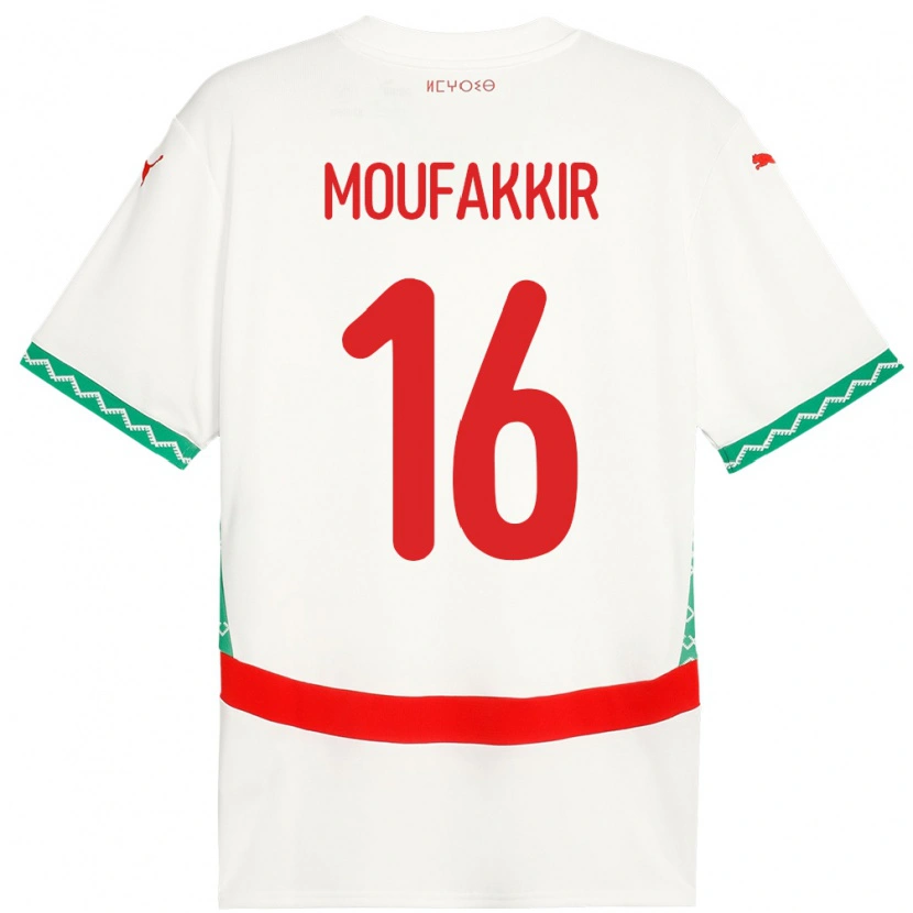 Danxen Herren Marokko Ishak Moufakkir #16 Weiß Auswärtstrikot Trikot 24-26 T-Shirt Schweiz
