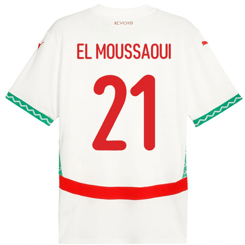 Danxen Herren Marokko Tajeddine El Moussaoui #21 Weiß Auswärtstrikot Trikot 24-26 T-Shirt Schweiz