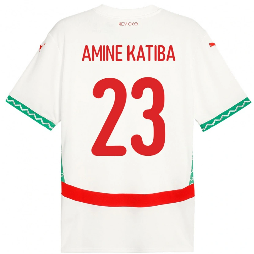 Danxen Herren Marokko Mohamed Amine Katiba #23 Weiß Auswärtstrikot Trikot 24-26 T-Shirt Schweiz