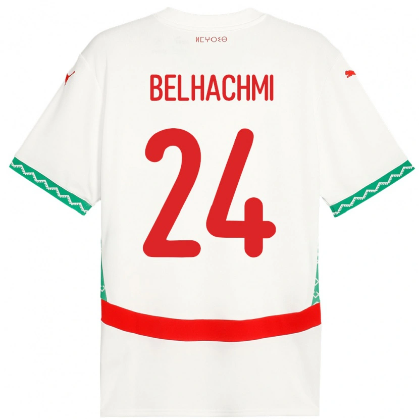 Danxen Herren Marokko Yahya Belhachmi #24 Weiß Auswärtstrikot Trikot 24-26 T-Shirt Schweiz