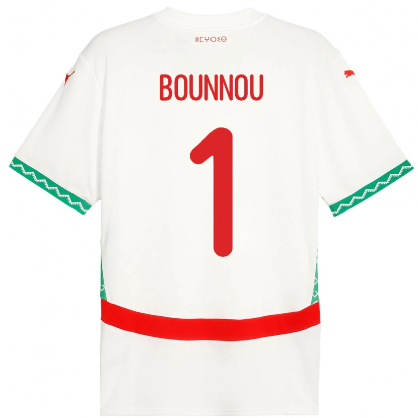 Danxen Herren Marokko Yassine Bounnou #1 Weiß Auswärtstrikot Trikot 24-26 T-Shirt Schweiz