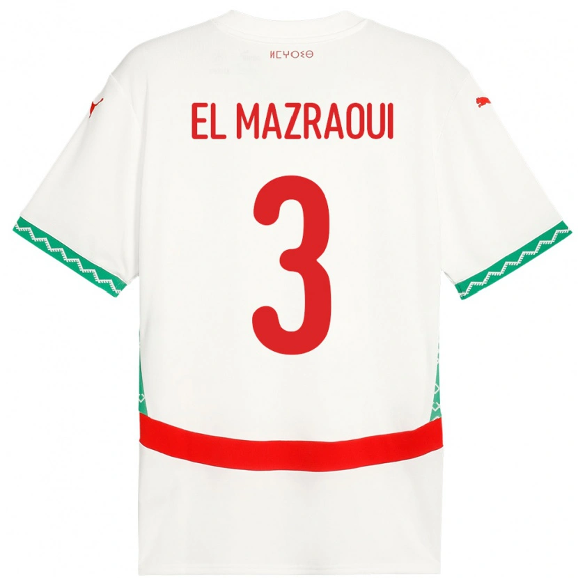 Danxen Herren Marokko Noussair El Mazraoui #3 Weiß Auswärtstrikot Trikot 24-26 T-Shirt Schweiz