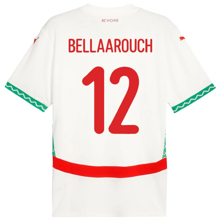Danxen Herren Marokko Alaa Bellaarouch #12 Weiß Auswärtstrikot Trikot 24-26 T-Shirt Schweiz