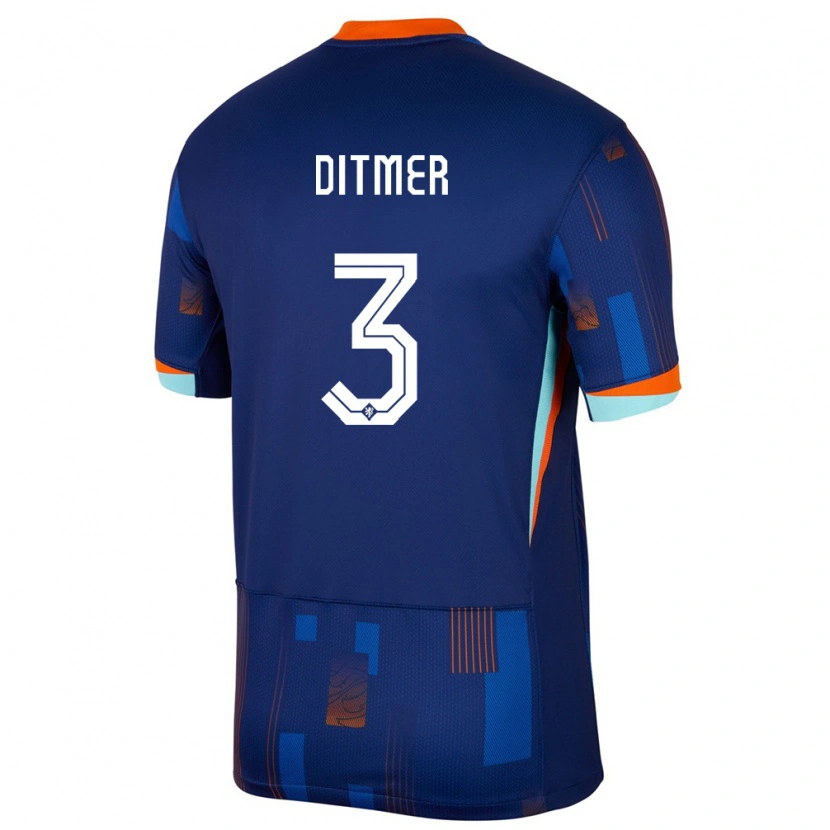 Danxen Herren Niederlande Sébas Ditmer #3 Blau Auswärtstrikot Trikot 24-26 T-Shirt Schweiz