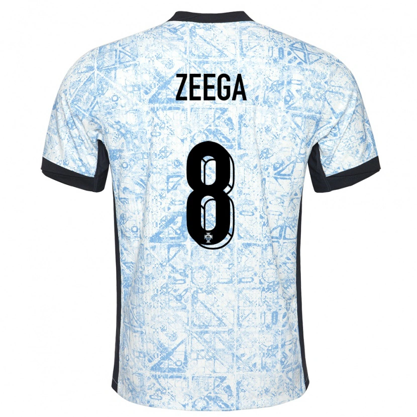Danxen Herren Portugal Zeega #8 Cremeblau Auswärtstrikot Trikot 24-26 T-Shirt Schweiz