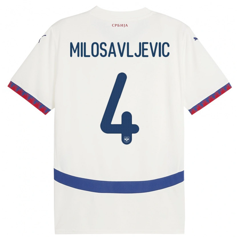 Danxen Herren Serbien Veljko Milosavljevic #4 Weiß Auswärtstrikot Trikot 24-26 T-Shirt Schweiz