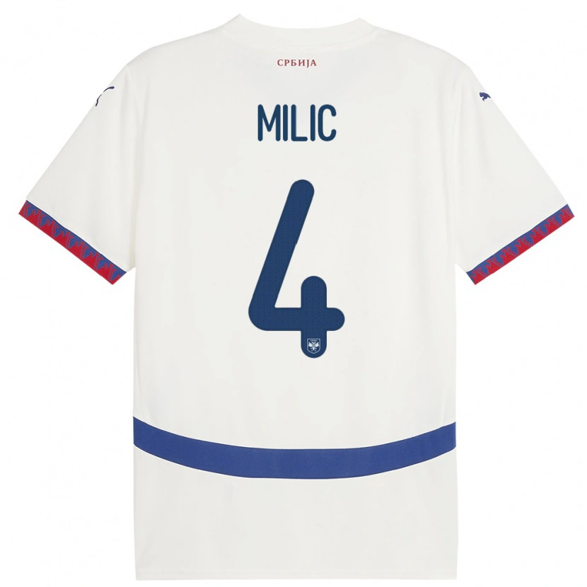 Danxen Herren Serbien Lazar Milic #4 Weiß Auswärtstrikot Trikot 24-26 T-Shirt Schweiz