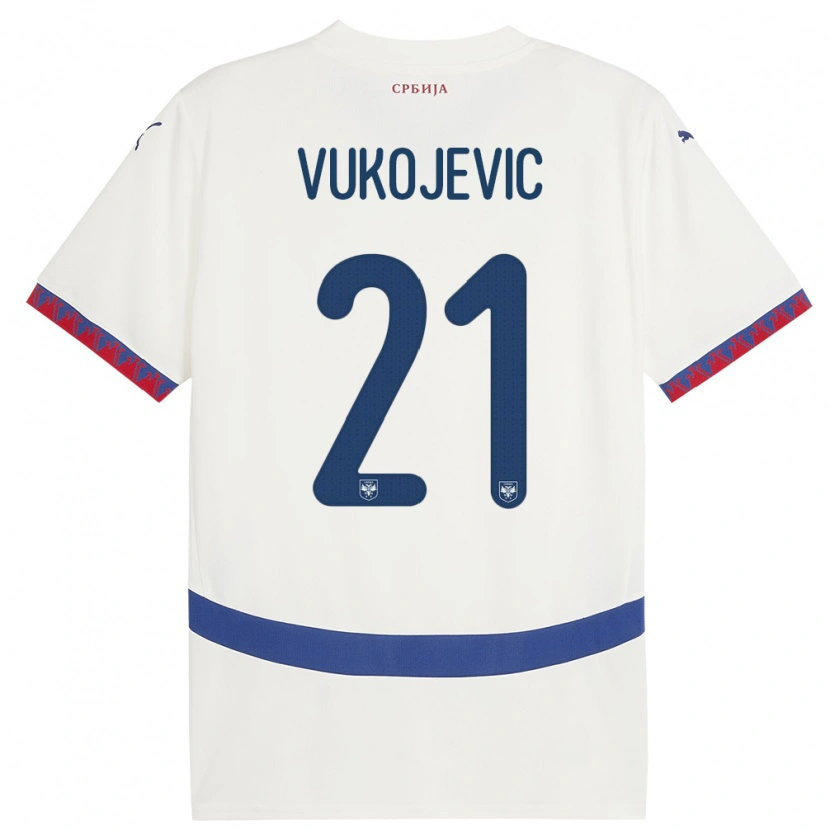Danxen Herren Serbien Veljko Vukojevic #21 Weiß Auswärtstrikot Trikot 24-26 T-Shirt Schweiz